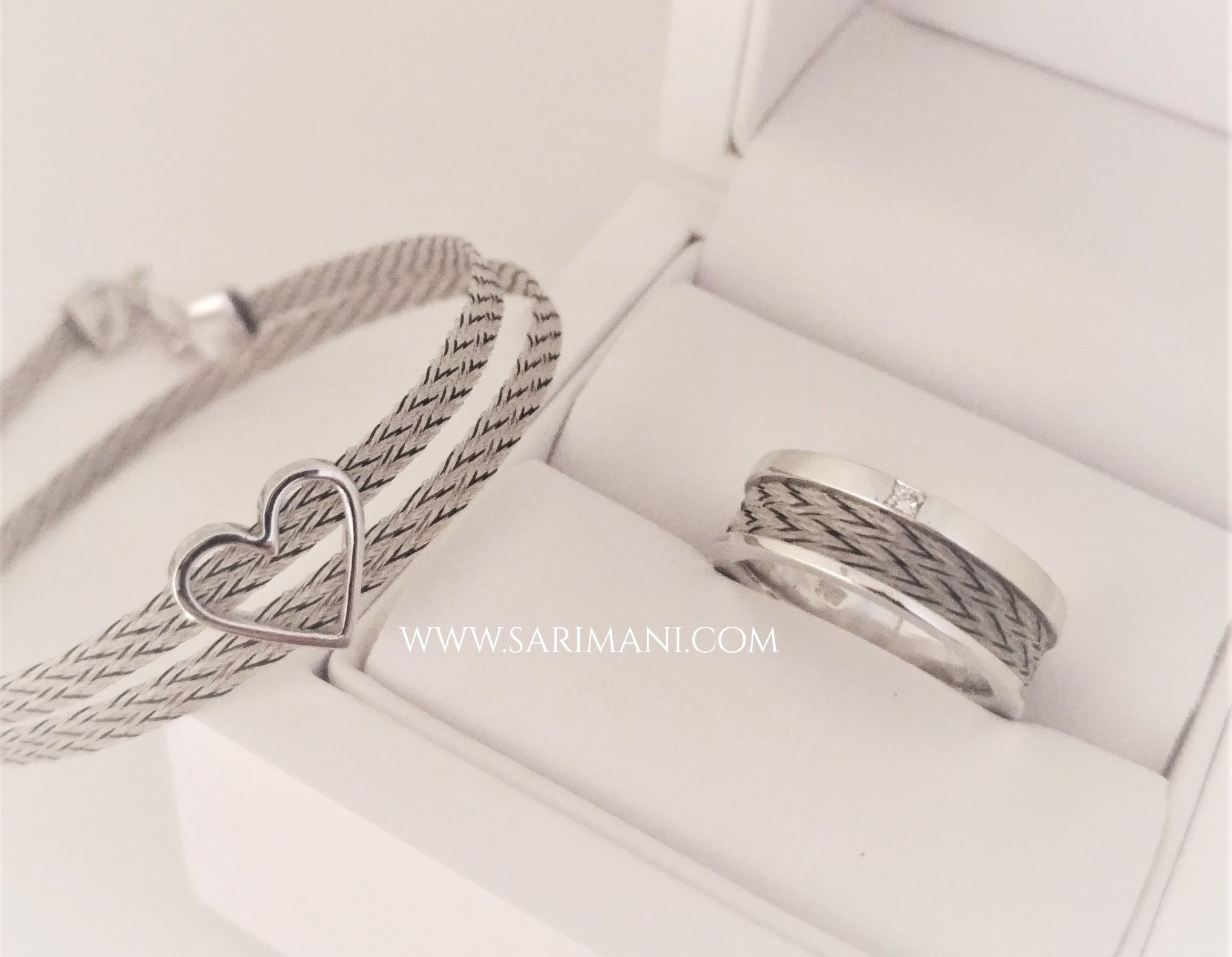 Kombination in Weißgold - Armband + Ring 